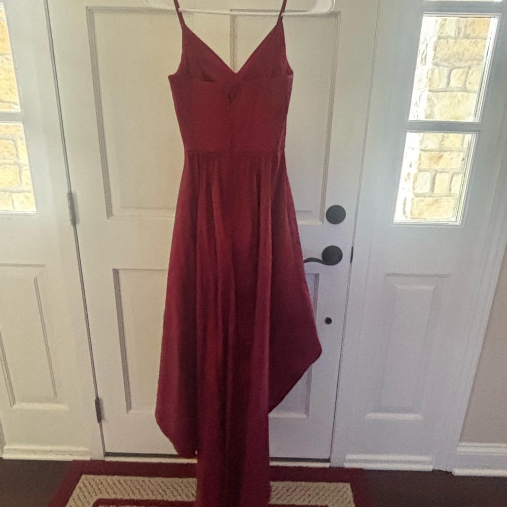 B. Smart Red High Low Sundress Spaghetti Strap